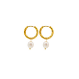 Julia pearl hoop earrings | gold