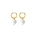 Iona Pearl Hoop Earrings | Gold