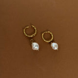 Julia pearl hoop earrings | gold