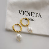 Julia pearl hoop earrings | gold