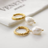 Julia pearl hoop earrings | gold