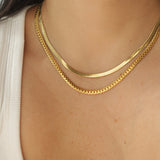 Onyx Herringbone Necklace | Gold