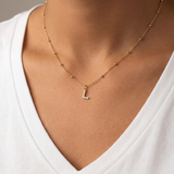 CZ Letter pendant necklace | Gold