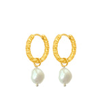 Julia pearl hoop earrings | gold