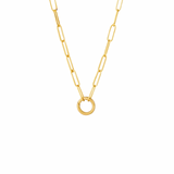 Paperclip Chain Charm Necklace | Gold